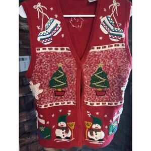 Bobbie Brooks Tacky Christmas Sweater Vest Womens Small